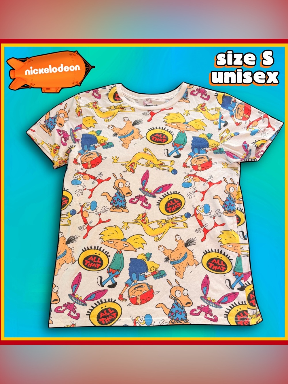 NICKELODEON show characters unisex shirt sleeve graphic TSHIRT size S
